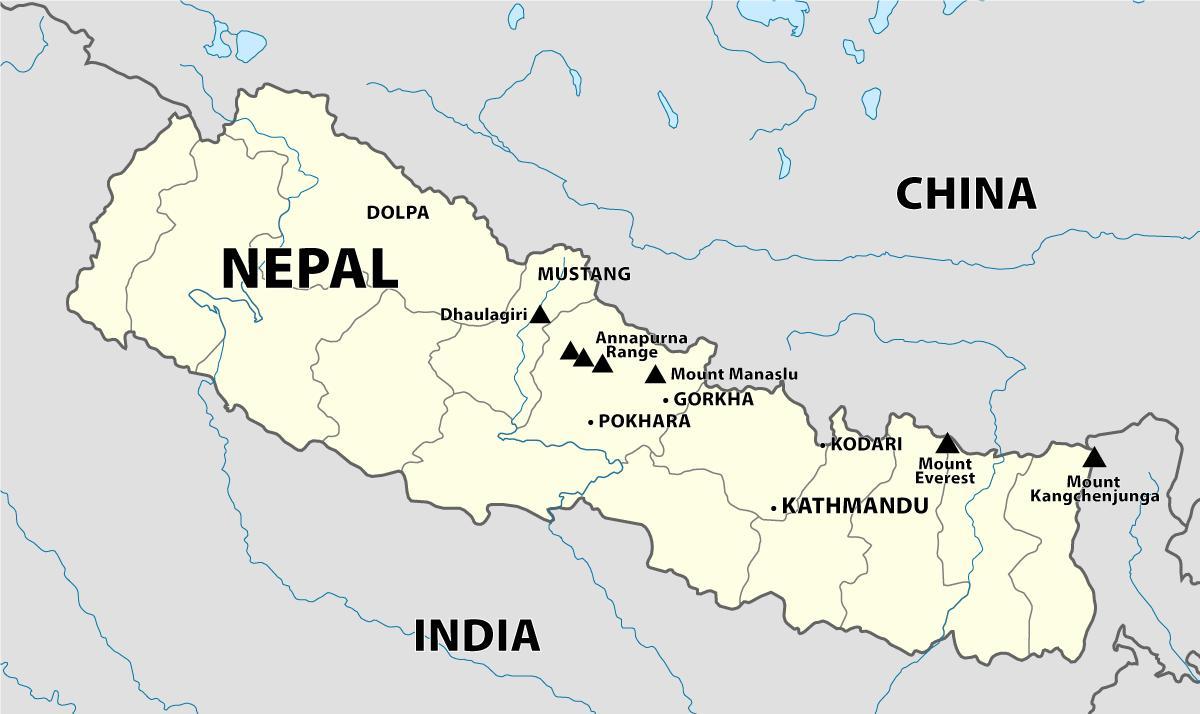 indija, nepal meji zemljevid