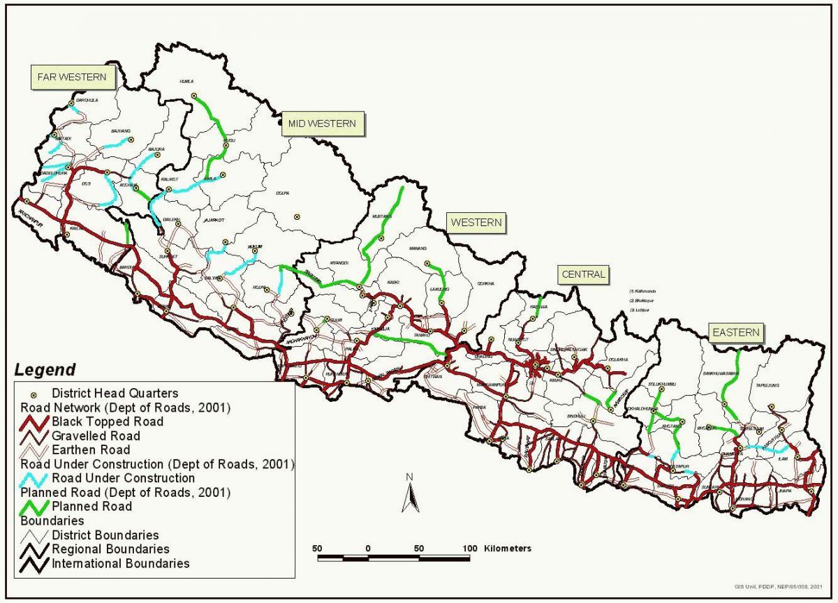 Zemljevid nepal fast track cesti