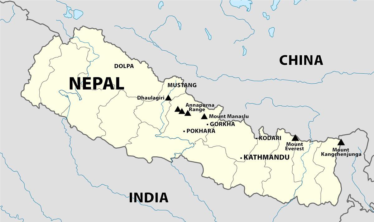 Zemljevid nepal gora