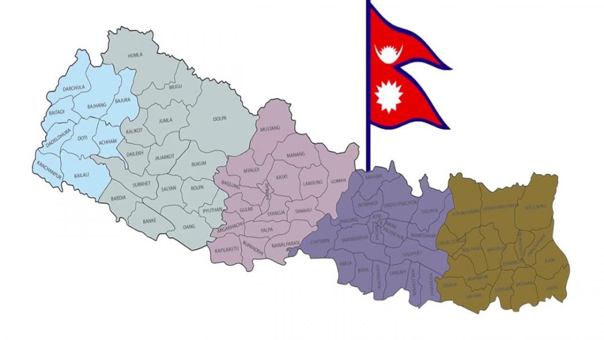 Zemljevid nepal z zastavo