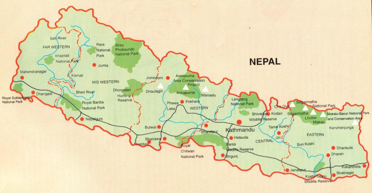 Zemljevid turističnih pokhara nepal