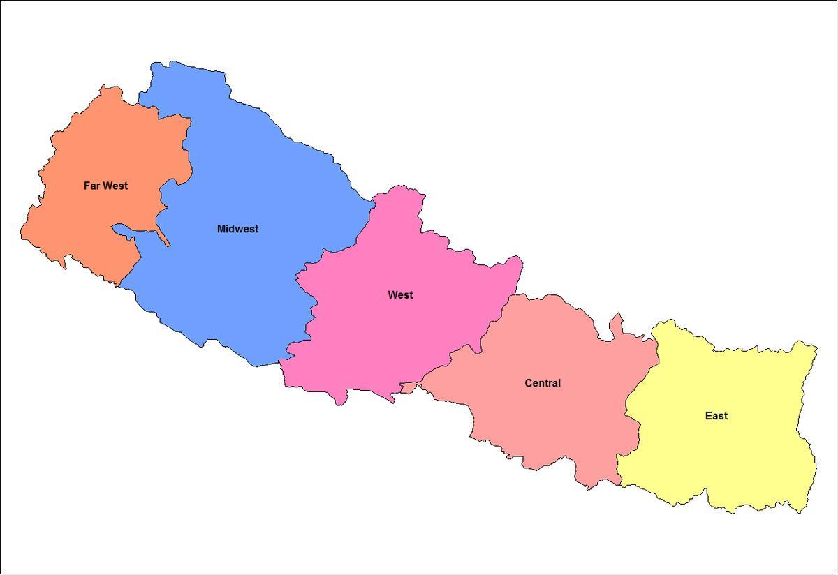 zemljevid vzhodne razvoj regije nepal