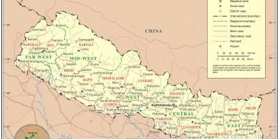 Indija, nepal mejni cestni zemljevid