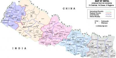 Nepal politični zemljevid z okolišev