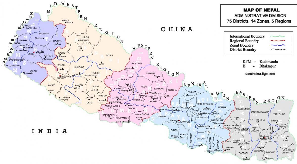 nepal politični zemljevid z okolišev