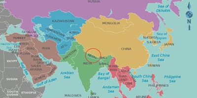 Zemljevid nepal in okoliških državah