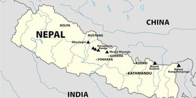 Zemljevid nepal gora