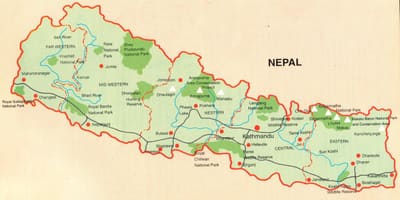 Zemljevid nepal turistični vodnik
