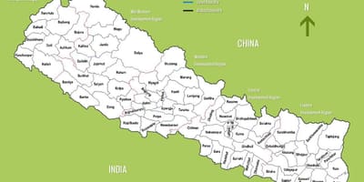 Nepal turističnih znamenitosti na zemljevidu