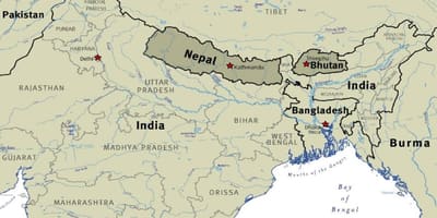 Zemljevid butan nepal in tibet