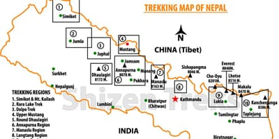 Nepal trek zemljevid