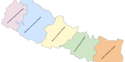 Zemljevid nepal s petimi razvoj regije