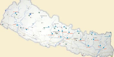 Zemljevid nepal z jezeri
